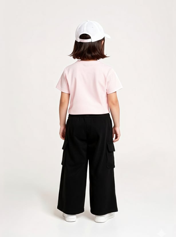 Girls Solid Cargo Track Pants