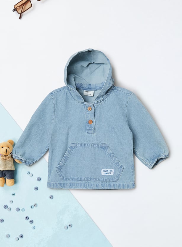 Boys Washed Hooded Denim Shirt