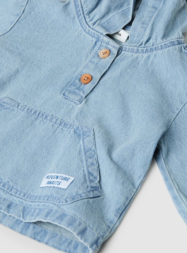 Boys Washed Hooded Denim Shirt