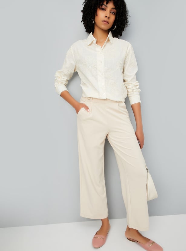 Women Floral Textured Oversized Shirt