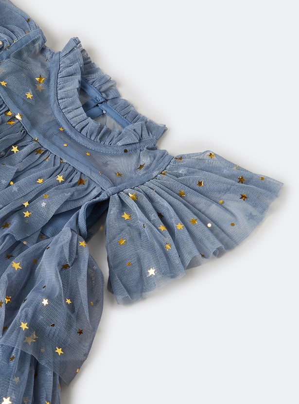 Girls Embellished Layered Dress