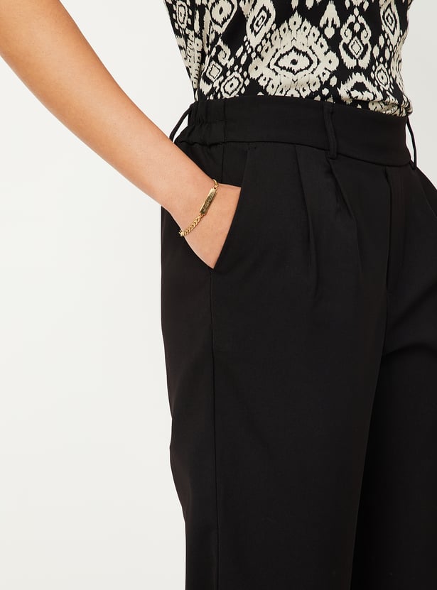 Women Textured Straight Fit Trousers