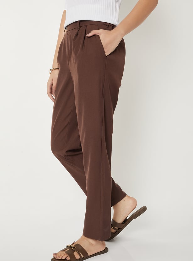 Women Textured Straight Fit Trousers