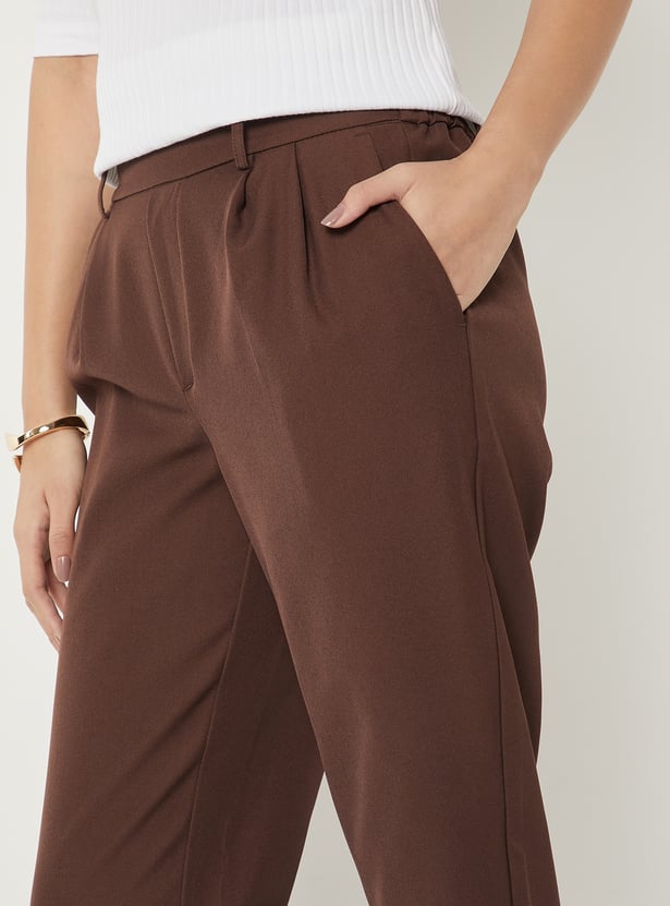 Women Textured Straight Fit Trousers