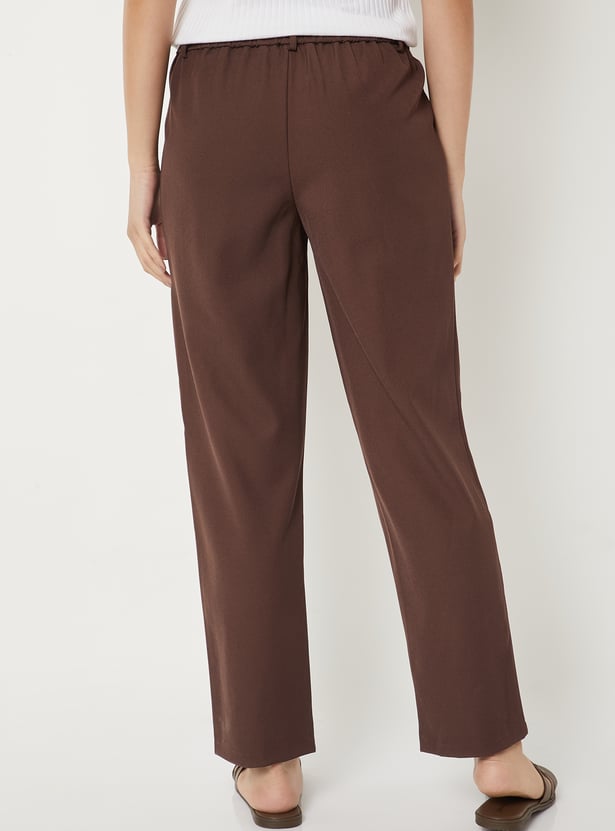 Women Textured Straight Fit Trousers