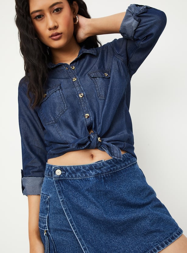 Women Washed Denim Shirt