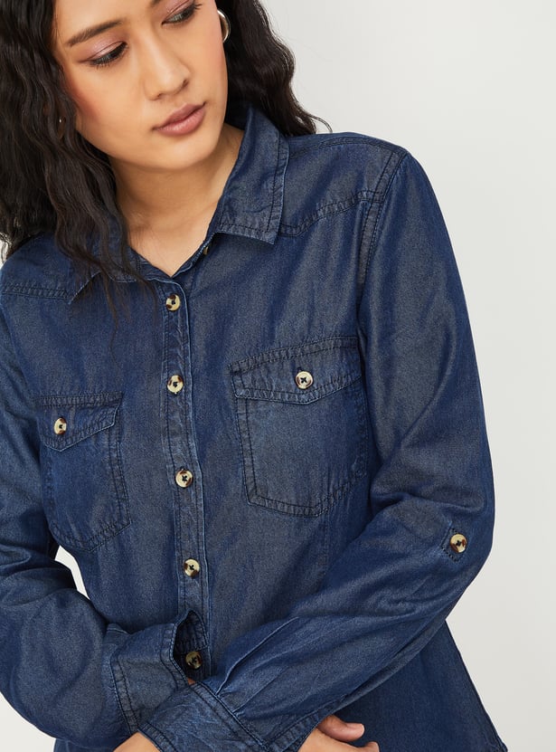 Women Washed Denim Shirt