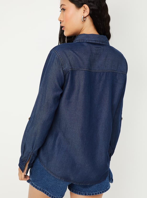 Women Washed Denim Shirt