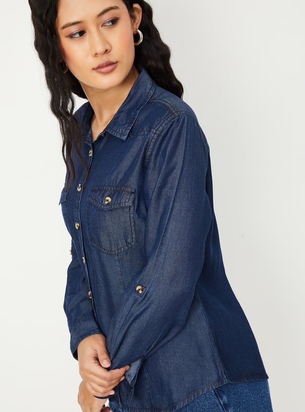 Women Washed Denim Shirt