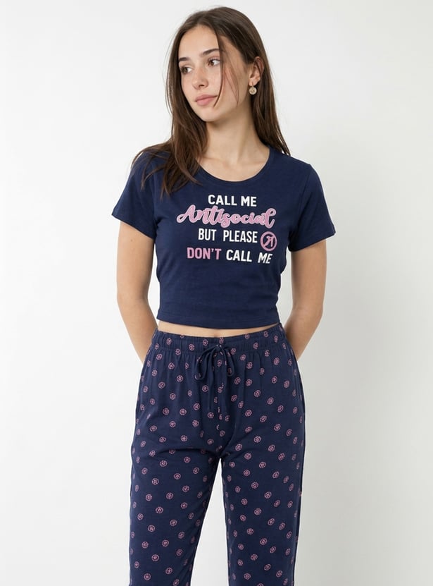Women Printed T-shirt with Capri Set