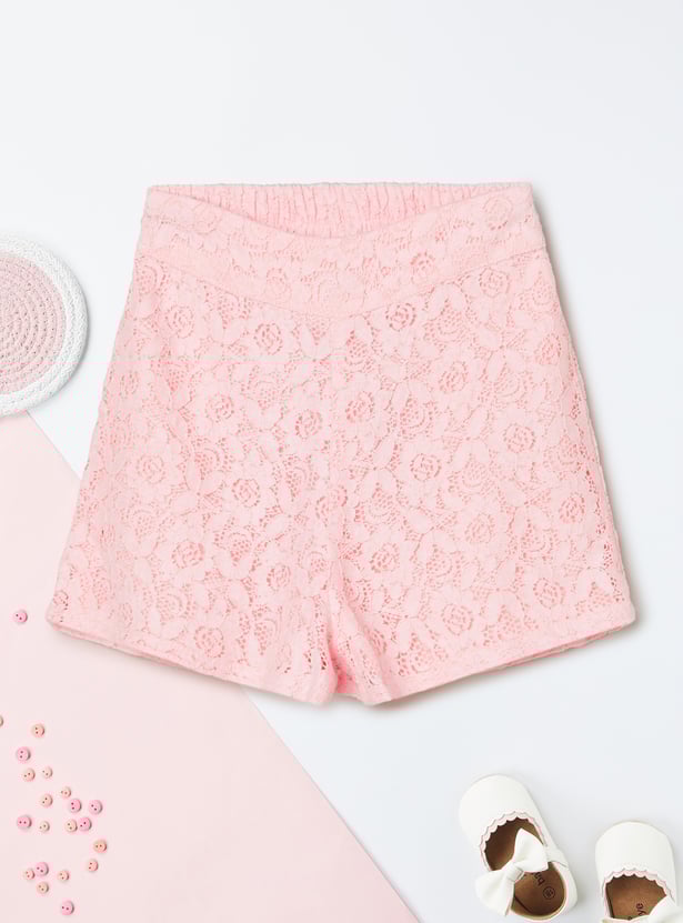Girls Floral Lace Shorts