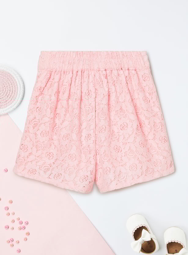 Girls Floral Lace Shorts