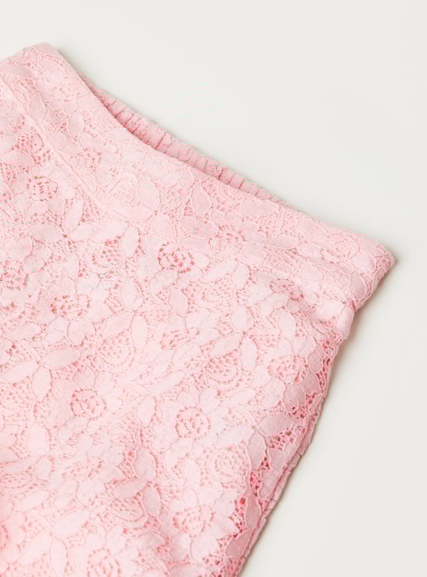 Girls Floral Lace Shorts