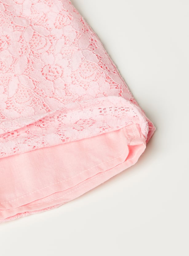 Girls Floral Lace Shorts