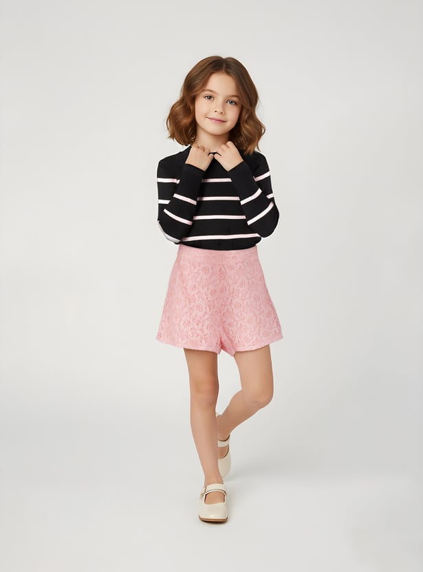 Girls Floral Lace Shorts