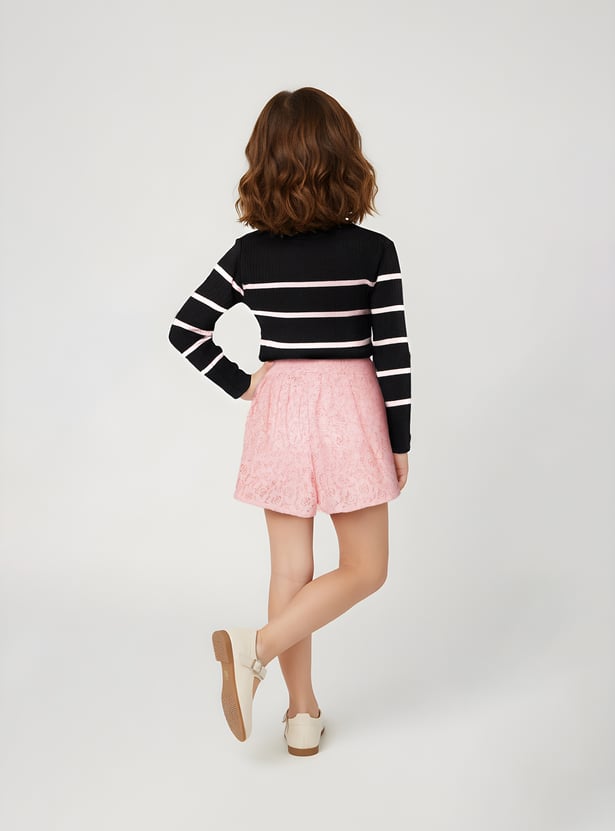 Girls Floral Lace Shorts