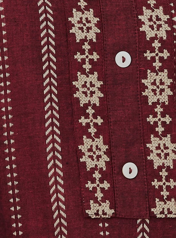 Women Embroidered Striped Straight Kurta