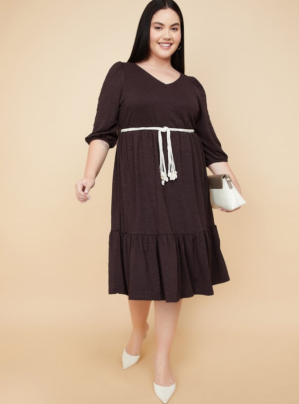 Women Floral Textured Midi Dress