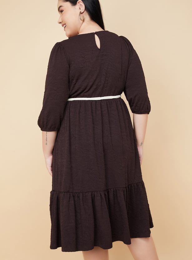 Women Floral Textured Midi Dress