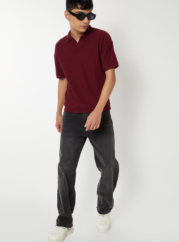 Boys Ribbed Polo T-shirt