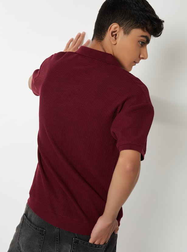 Boys Ribbed Polo T-shirt