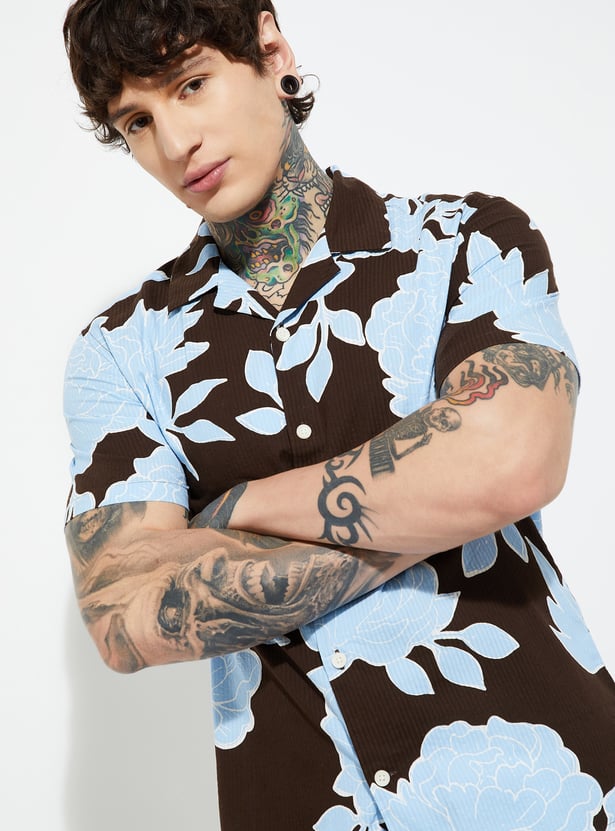 URB_N Men Floral Print Regular Fit Shirt