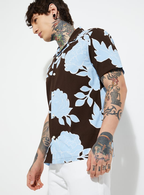 URB_N Men Floral Print Regular Fit Shirt