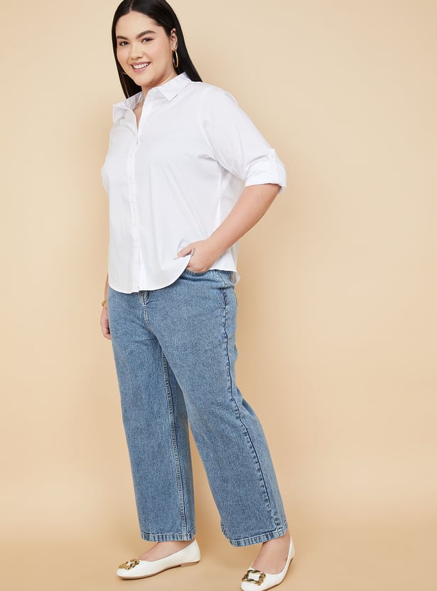 Women Washed Wide Leg Jeans