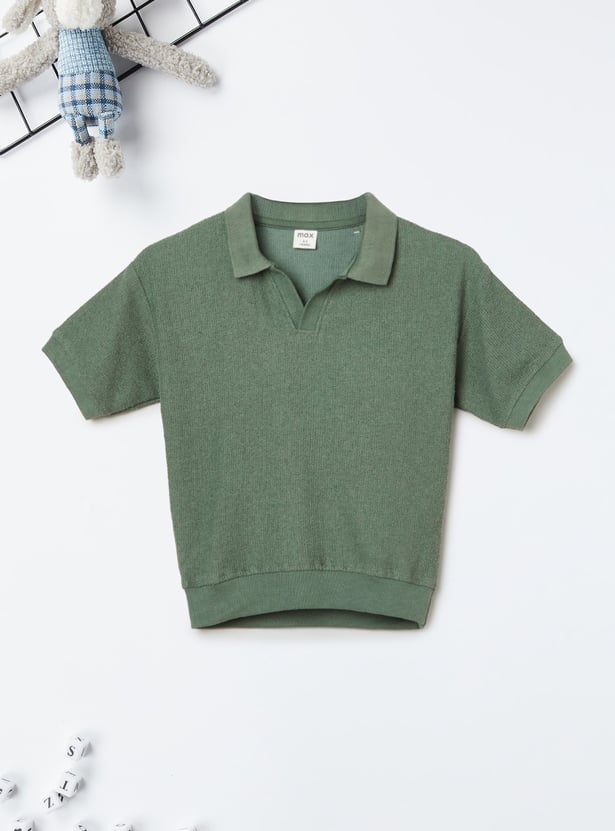 Boys Textured Polo T-shirt