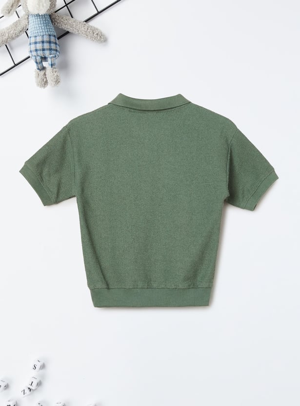 Boys Textured Polo T-shirt
