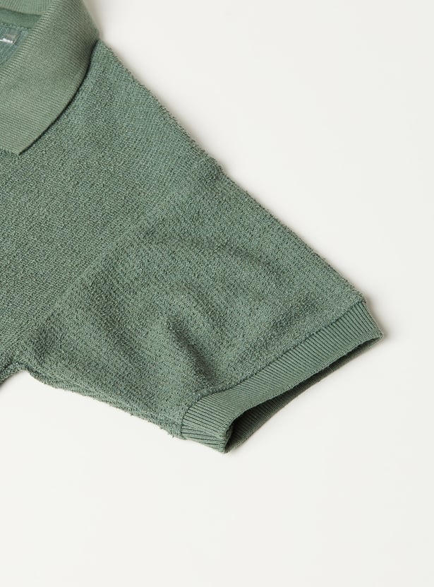 Boys Textured Polo T-shirt