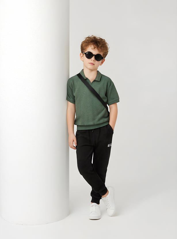 Boys Textured Polo T-shirt