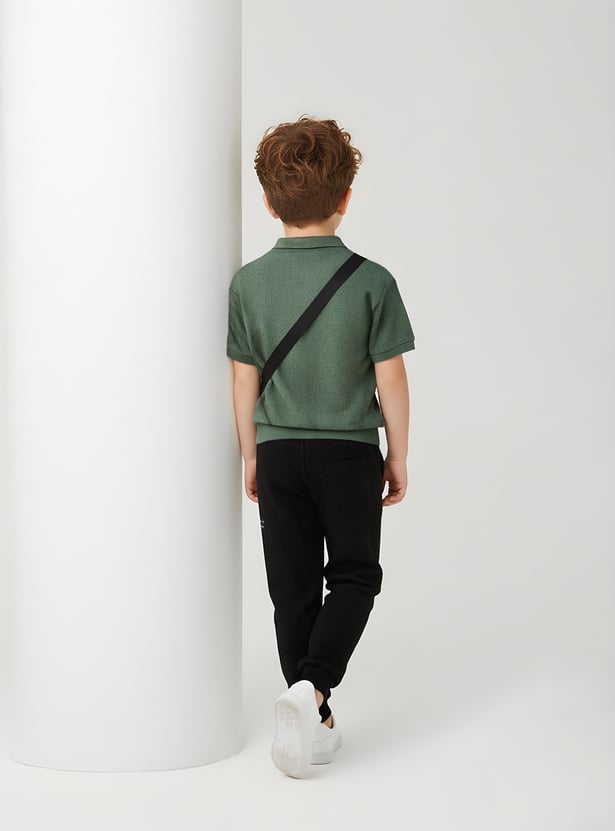 Boys Textured Polo T-shirt