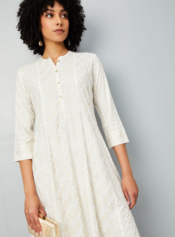 Women Foil Print Kalidar Kurta