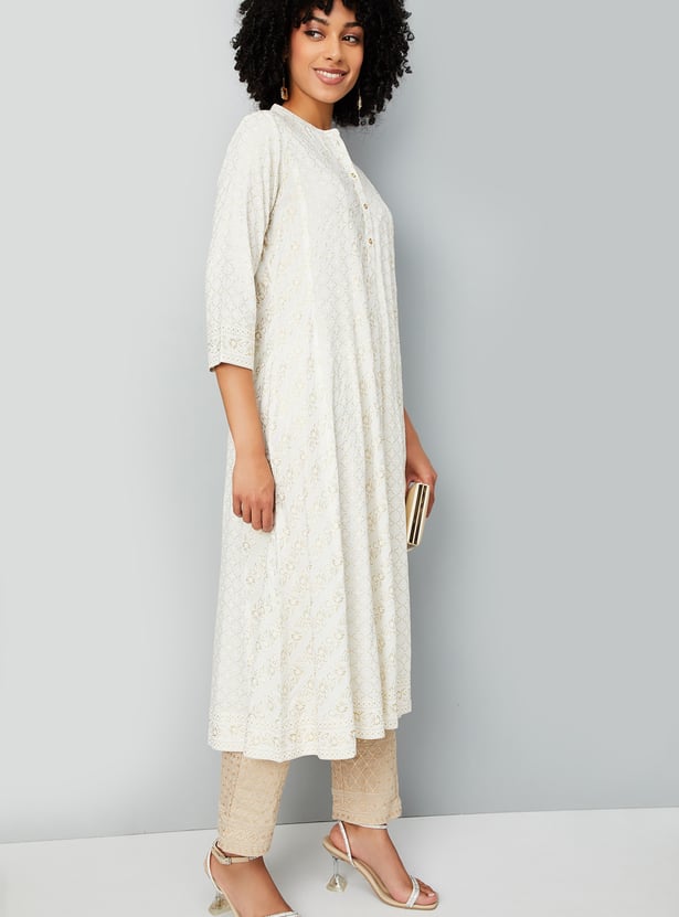 Women Foil Print Kalidar Kurta