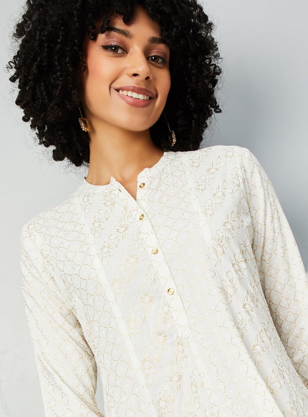 Women Foil Print Kalidar Kurta