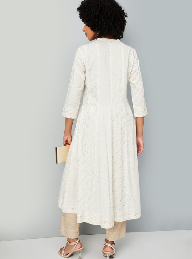 Women Foil Print Kalidar Kurta