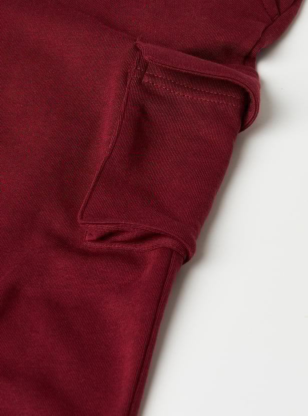 Girls Solid Cargo Track Pants