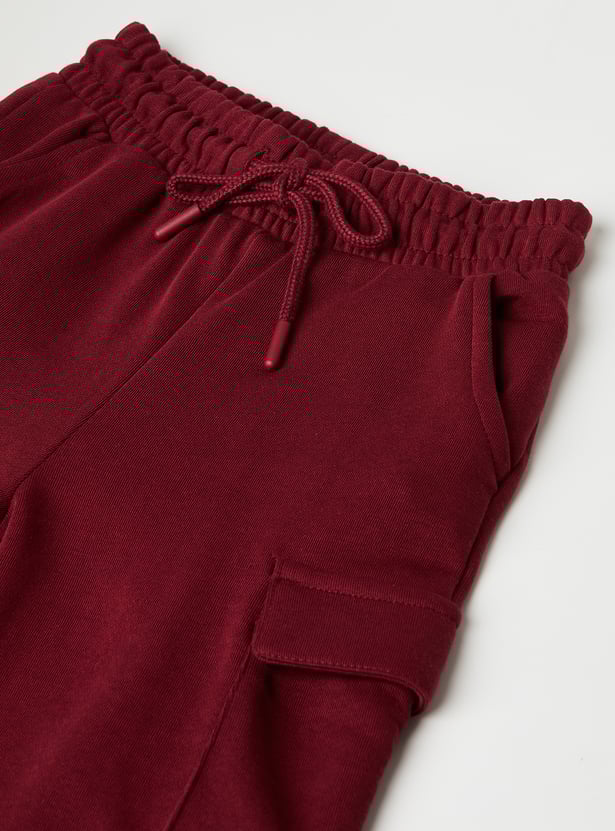 Girls Solid Cargo Track Pants