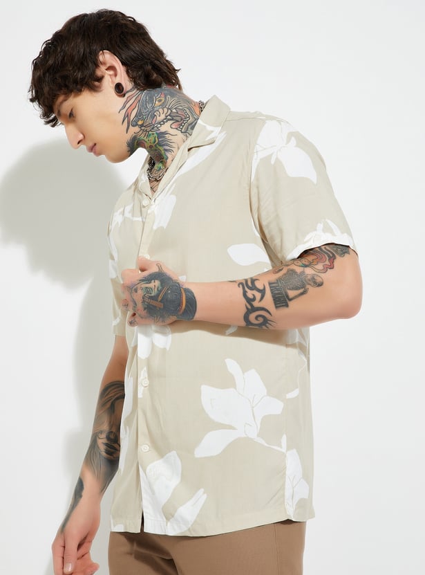 URB_N Men Floral Print Regular Fit Shirt