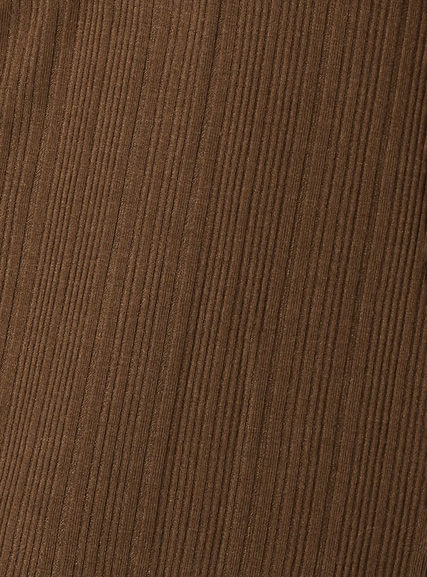 Women Solid Ribbed PJ Set