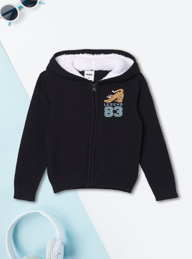 Boys Embroidered Hooded Sweater