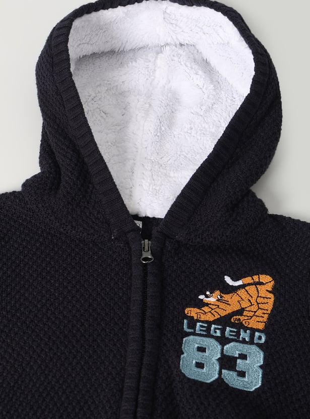 Boys Embroidered Hooded Sweater