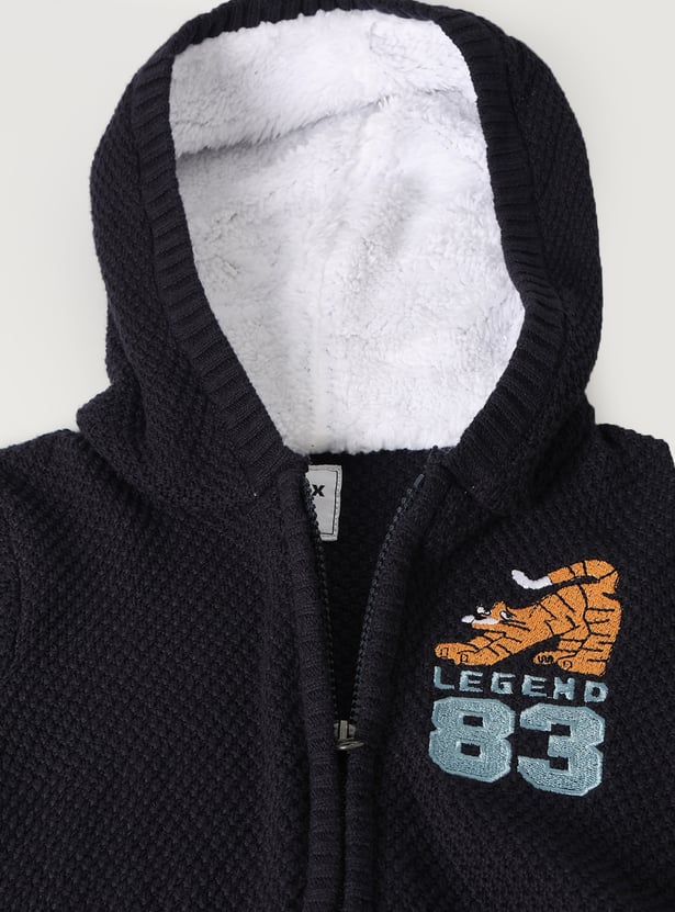 Boys Embroidered Hooded Sweater