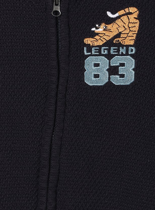 Boys Embroidered Hooded Sweater