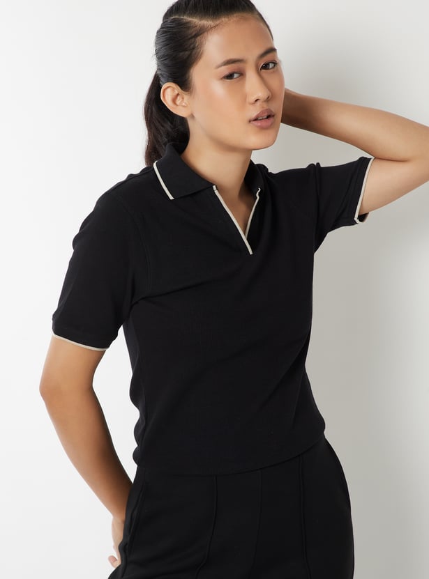 Women Knit Sports Polo T-shirt