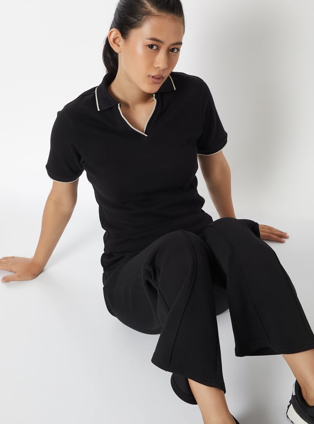 Women Knit Sports Polo T-shirt