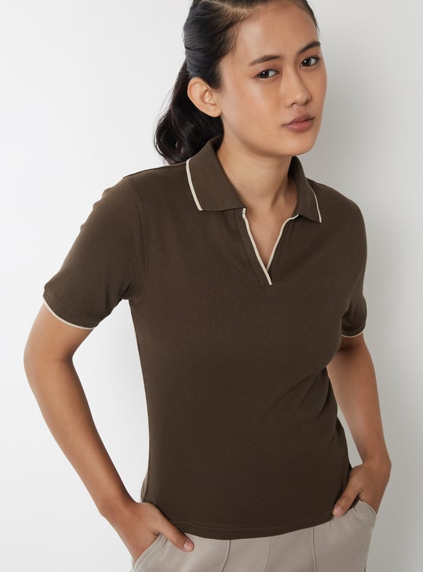 Women Knit Sports Polo T-shirt