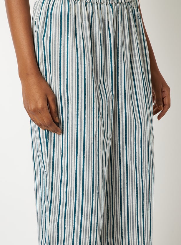 Off White Print A-line kurta Set