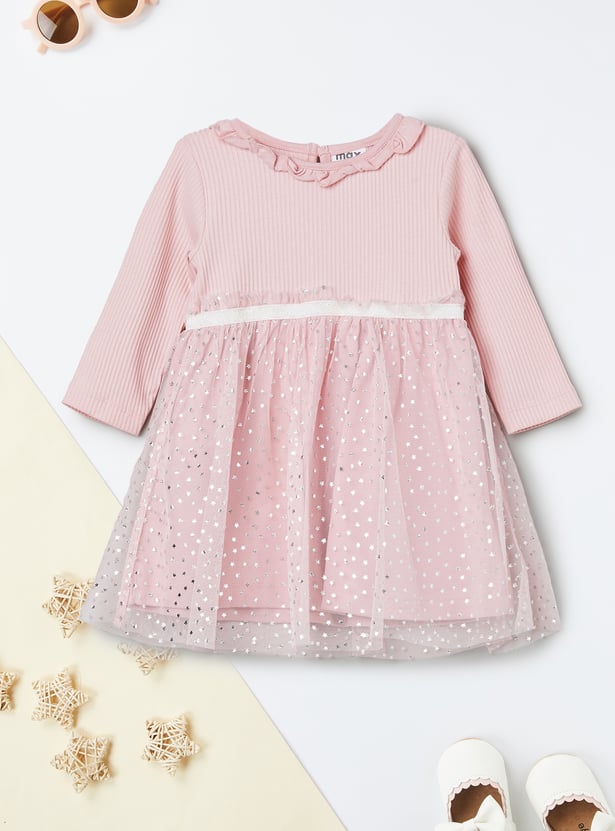 Girls Foil Printed A-Line Dress